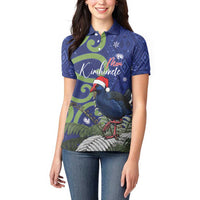 Personalized New Zealand Pukeko Christmas Women Polo Shirt Meri Kirihimete Taniko Ponga Koru Blue - Polynesian Pride