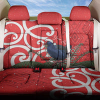 Personalized New Zealand Pukeko Christmas Back Car Seat Cover Meri Kirihimete Taniko Ponga Koru Red LT14 One Size Red - Polynesian Pride