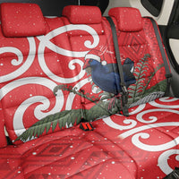 Personalized New Zealand Pukeko Christmas Back Car Seat Cover Meri Kirihimete Taniko Ponga Koru Red LT14 - Polynesian Pride