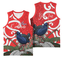 Personalized New Zealand Pukeko Christmas Basketball Jersey Meri Kirihimete Taniko Ponga Koru Red LT14 - Polynesian Pride