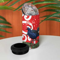 Personalized New Zealand Pukeko Christmas 4 in 1 Can Cooler Tumbler Meri Kirihimete Taniko Ponga Koru Red LT14 - Polynesian Pride