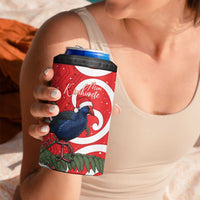 Personalized New Zealand Pukeko Christmas 4 in 1 Can Cooler Tumbler Meri Kirihimete Taniko Ponga Koru Red LT14 - Polynesian Pride