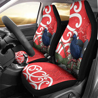 Personalized New Zealand Pukeko Christmas Car Seat Cover Meri Kirihimete Taniko Ponga Koru Red LT14 - Polynesian Pride