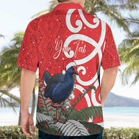 Personalized New Zealand Pukeko Christmas Hawaiian Shirt Meri Kirihimete Taniko Ponga Koru Red LT14 - Polynesian Pride