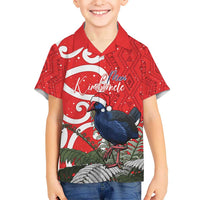 Personalized New Zealand Pukeko Christmas Hawaiian Shirt Meri Kirihimete Taniko Ponga Koru Red LT14 - Polynesian Pride