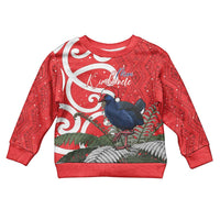 Personalized New Zealand Pukeko Christmas Kid Ugly Christmas Sweater Meri Kirihimete Taniko Ponga Koru Red LT14 Kid Red - Polynesian Pride