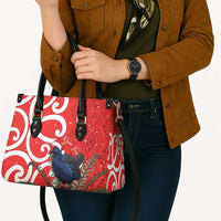 Personalized New Zealand Pukeko Christmas Leather Bag Meri Kirihimete Taniko Ponga Koru Red - Polynesian Pride