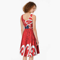 Personalized New Zealand Pukeko Christmas Midi Dress Meri Kirihimete Taniko Ponga Koru Red LT14 - Polynesian Pride