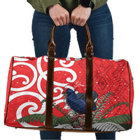 Personalized New Zealand Pukeko Christmas Travel Bag Meri Kirihimete Taniko Ponga Koru Red LT14 Red - Polynesian Pride