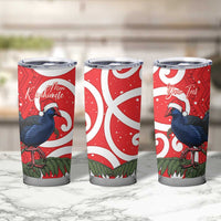 Personalized New Zealand Pukeko Christmas Tumbler Cup Meri Kirihimete Taniko Ponga Koru Red LT14 - Polynesian Pride