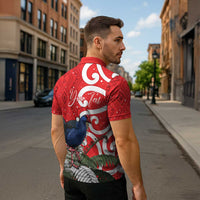 Personalized New Zealand Pukeko Christmas Zipper Polo Shirt Meri Kirihimete Taniko Ponga Koru Red LT14 - Polynesian Pride