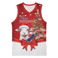 Personalized New Zealand Sheep Christmas Basketball Jersey Hipi Meri Kirihimete Silver Fern Xmas Tree LT14 Unisex Red - Polynesian Pride