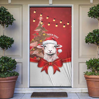 Personalized New Zealand Sheep Christmas Door Cover Hipi Meri Kirihimete Silver Fern Xmas Tree LT14 Red - Polynesian Pride