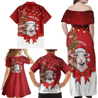 Personalized New Zealand Sheep Christmas Family Matching Off Shoulder Maxi Dress and Hawaiian Shirt Hipi Meri Kirihimete Silver Fern Xmas Tree LT14 - Polynesian Pride