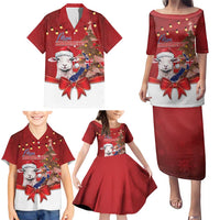 Personalized New Zealand Sheep Christmas Family Matching Puletasi and Hawaiian Shirt Hipi Meri Kirihimete Silver Fern Xmas Tree LT14 - Polynesian Pride