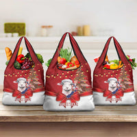 Personalized New Zealand Sheep Christmas Grocery Bag Hipi Meri Kirihimete Silver Fern Xmas Tree LT14 3-pack One Size Red - Polynesian Pride