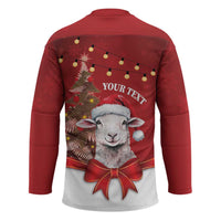 Personalized New Zealand Sheep Christmas Hockey Jersey Hipi Meri Kirihimete Silver Fern Xmas Tree LT14 - Polynesian Pride