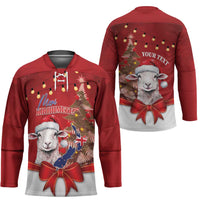 Personalized New Zealand Sheep Christmas Hockey Jersey Hipi Meri Kirihimete Silver Fern Xmas Tree LT14 - Polynesian Pride