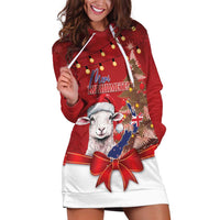 Personalized New Zealand Sheep Christmas Hoodie Dress Hipi Meri Kirihimete Silver Fern Xmas Tree LT14 Red - Polynesian Pride