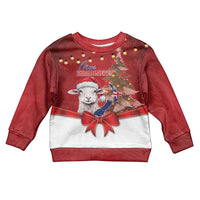 Personalized New Zealand Sheep Christmas Kid Ugly Christmas Sweater Hipi Meri Kirihimete Silver Fern Xmas Tree LT14 Kid Red - Polynesian Pride