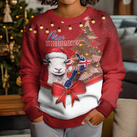 Personalized New Zealand Sheep Christmas Kid Ugly Christmas Sweater Hipi Meri Kirihimete Silver Fern Xmas Tree LT14 - Polynesian Pride