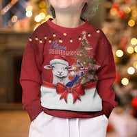 Personalized New Zealand Sheep Christmas Kid Ugly Christmas Sweater Hipi Meri Kirihimete Silver Fern Xmas Tree LT14 - Polynesian Pride