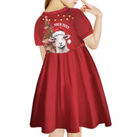 Personalized New Zealand Sheep Christmas Kid Short Sleeve Dress Hipi Meri Kirihimete Silver Fern Xmas Tree LT14 - Polynesian Pride
