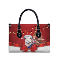 Personalized New Zealand Sheep Christmas Leather Bag Hipi Meri Kirihimete Silver Fern Xmas Tree LT14 - Polynesian Pride