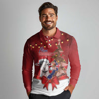 Personalized New Zealand Sheep Christmas Long Sleeve Polo Shirt Hipi Meri Kirihimete Silver Fern Xmas Tree LT14 - Polynesian Pride