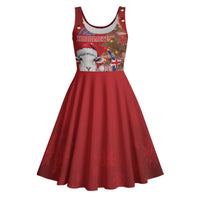Personalized New Zealand Sheep Christmas Midi Dress Hipi Meri Kirihimete Silver Fern Xmas Tree LT14 Red - Polynesian Pride