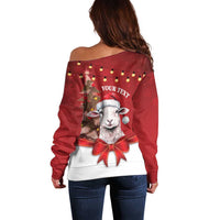 Personalized New Zealand Sheep Christmas Off Shoulder Sweater Hipi Meri Kirihimete Silver Fern Xmas Tree LT14 - Polynesian Pride