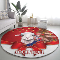 Personalized New Zealand Sheep Christmas Round Carpet Hipi Meri Kirihimete Silver Fern Xmas Tree LT14 - Polynesian Pride
