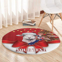 Personalized New Zealand Sheep Christmas Round Carpet Hipi Meri Kirihimete Silver Fern Xmas Tree LT14 - Polynesian Pride