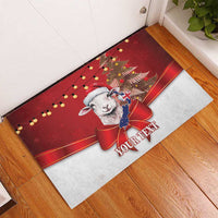 Personalized New Zealand Sheep Christmas Rubber Doormat Hipi Meri Kirihimete Silver Fern Xmas Tree LT14 - Polynesian Pride