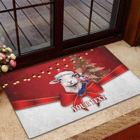 Personalized New Zealand Sheep Christmas Rubber Doormat Hipi Meri Kirihimete Silver Fern Xmas Tree LT14 - Polynesian Pride