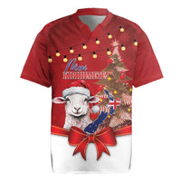 Personalized New Zealand Sheep Christmas Rugby Jersey Hipi Meri Kirihimete Silver Fern Xmas Tree LT14 Red - Polynesian Pride