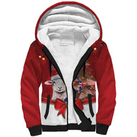 Personalized New Zealand Sheep Christmas Sherpa Hoodie Hipi Meri Kirihimete Silver Fern Xmas Tree LT14 Unisex Red - Polynesian Pride