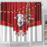 Personalized New Zealand Sheep Christmas Shower Curtain Hipi Meri Kirihimete Silver Fern Xmas Tree LT14 - Polynesian Pride