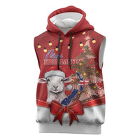 Personalized New Zealand Sheep Christmas Sleeveless Hoodie Hipi Meri Kirihimete Silver Fern Xmas Tree LT14 Red - Polynesian Pride