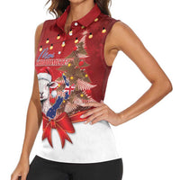 Personalized New Zealand Sheep Christmas Women Sleeveless Polo Shirt Hipi Meri Kirihimete Silver Fern Xmas Tree LT14 - Polynesian Pride