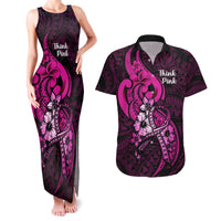 Polynesia Breast Cancer Awareness Couples Matching Tank Maxi Dress and Hawaiian Shirt Think Pink Polynesian Ribbon Black Version LT14 Pink - Polynesian Pride