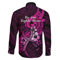 Polynesia Breast Cancer Awareness Family Matching Mermaid Dress and Hawaiian Shirt Think Pink Polynesian Ribbon Black Version LT14 - Polynesian Pride