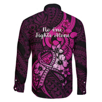 Polynesia Breast Cancer Awareness Family Matching Short Sleeve Bodycon Dress and Hawaiian Shirt Think Pink Polynesian Ribbon Black Version LT14 - Polynesian Pride