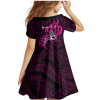 Personalised Polynesia Breast Cancer Awareness Family Matching Mermaid Dress and Hawaiian Shirt Think Pink Polynesian Ribbon Black Version LT14 - Polynesian Pride