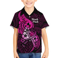 Personalised Polynesia Breast Cancer Awareness Family Matching Tank Maxi Dress and Hawaiian Shirt Think Pink Polynesian Ribbon Black Version LT14 Son's Shirt Pink - Polynesian Pride