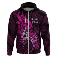 Personalised Polynesia Breast Cancer Awareness Hoodie Think Pink Polynesian Ribbon Black Version LT14 - Polynesian Pride