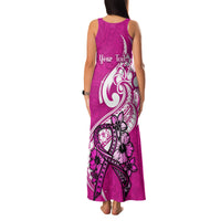 Personalised Polynesia Breast Cancer Awareness Family Matching Tank Maxi Dress and Hawaiian Shirt Think Pink Polynesian Ribbon White Version LT14 - Polynesian Pride