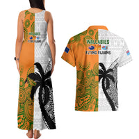 Fiji And Australia Rugby Couples Matching Tank Maxi Dress and Hawaiian Shirt 2023 World Cup Aboriginal Mix Tapa Pattern LT14 - Polynesian Pride
