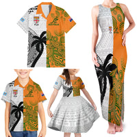 Fiji And Australia Rugby Family Matching Tank Maxi Dress and Hawaiian Shirt 2023 World Cup Aboriginal Mix Tapa Pattern LT14 - Polynesian Pride