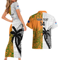 Custom Fiji And Australia Rugby Couples Matching Short Sleeve Bodycon Dress and Hawaiian Shirt 2023 World Cup Aboriginal Mix Tapa Pattern LT14 - Polynesian Pride